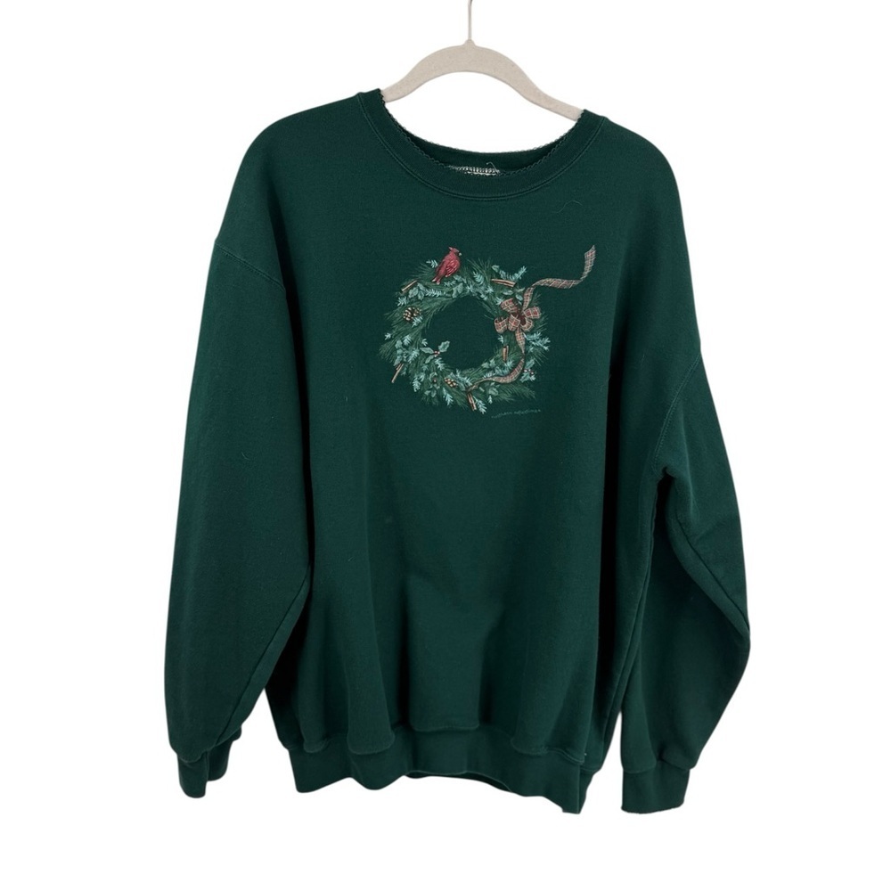 Vintage Northern Reflections Loon Wildlife Nature Sweatshirt Green Size Large